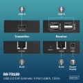 Digitus Przedłużacz (extender) po skrętce kat.6 USB 2.0 do 150m, 4x USB-A do 480 Mbps, 1x RJ45 (Gigabit Ethernet) - zestaw (odbiornik/nadajnik)