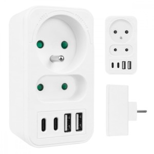 Maclean Rozdzielacz na 2 gniazda MCE249 F/W  2x USB-A 2x USB-C