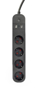 Gembird Inteligentna listwa Tuya 4xDE 2xUSB-A 1xUSB-C Czarna