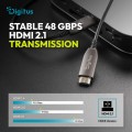 Digitus Kabel połączeniowy hybrydowy HDMI AOC | HDMI-A męski-męski | HDMI 2.1 | UHD-2 8K@60Hz | 48Gbps |HDR, eARC, HDCP 2.2, CEC | 60m